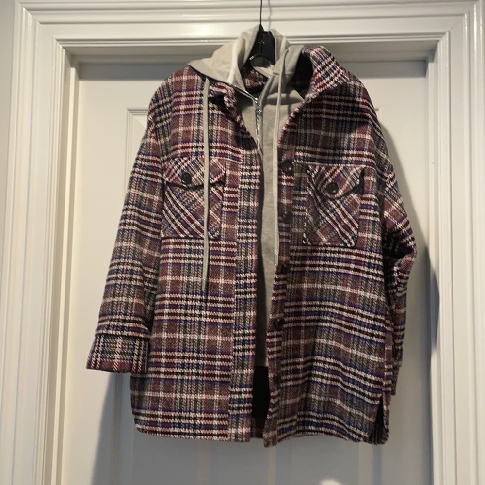 Central Park West Removable Hooded Plaid Jacket